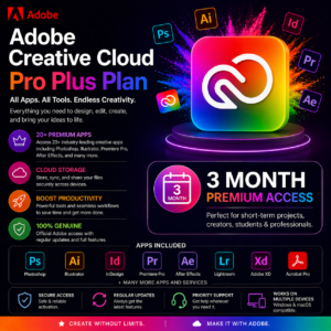 adobe creative cloud — pro plus plan 3 months